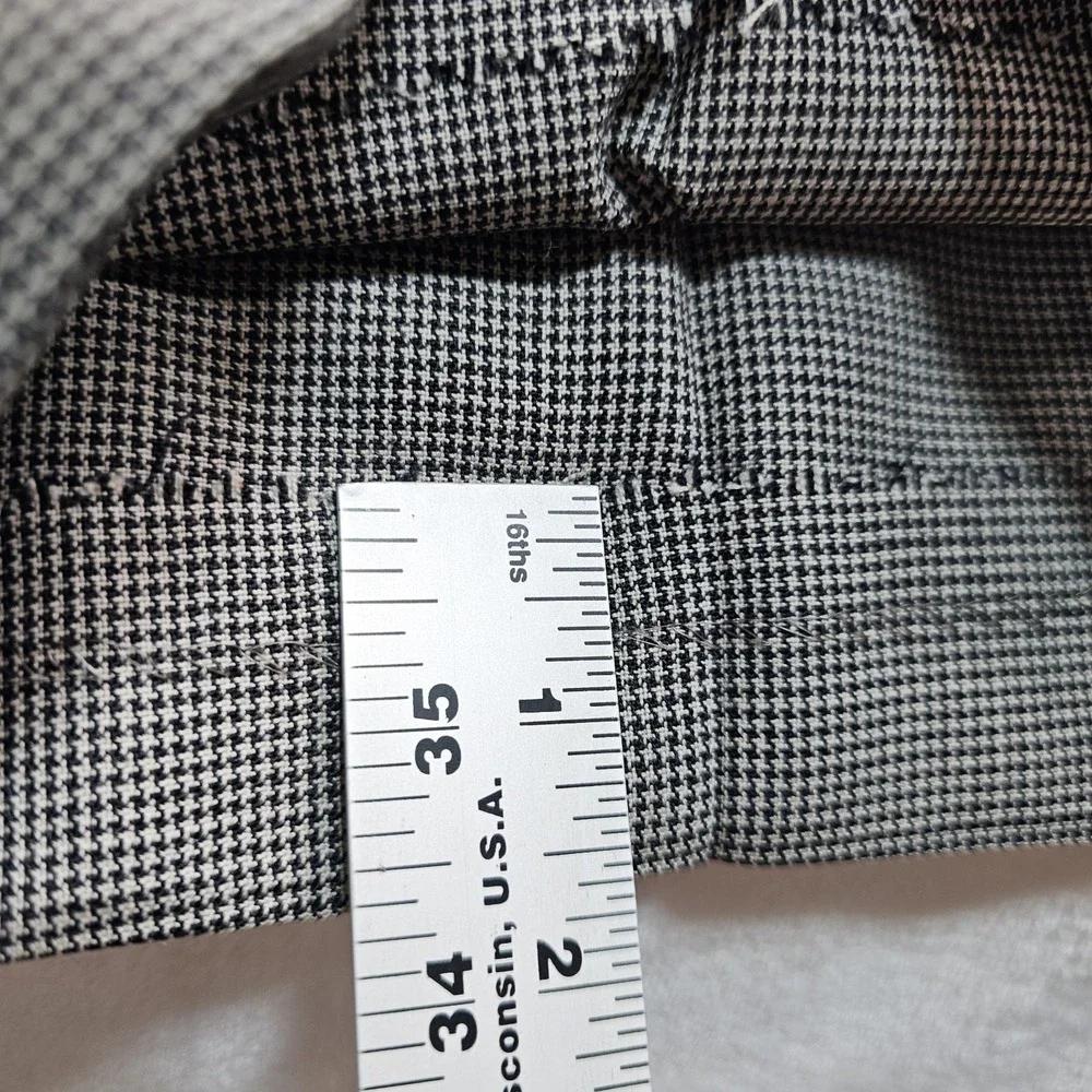Vtg Joseph Abboud Suit Double Breasted Peak 48 XLong 36x34 Houndstooth 100% Wool